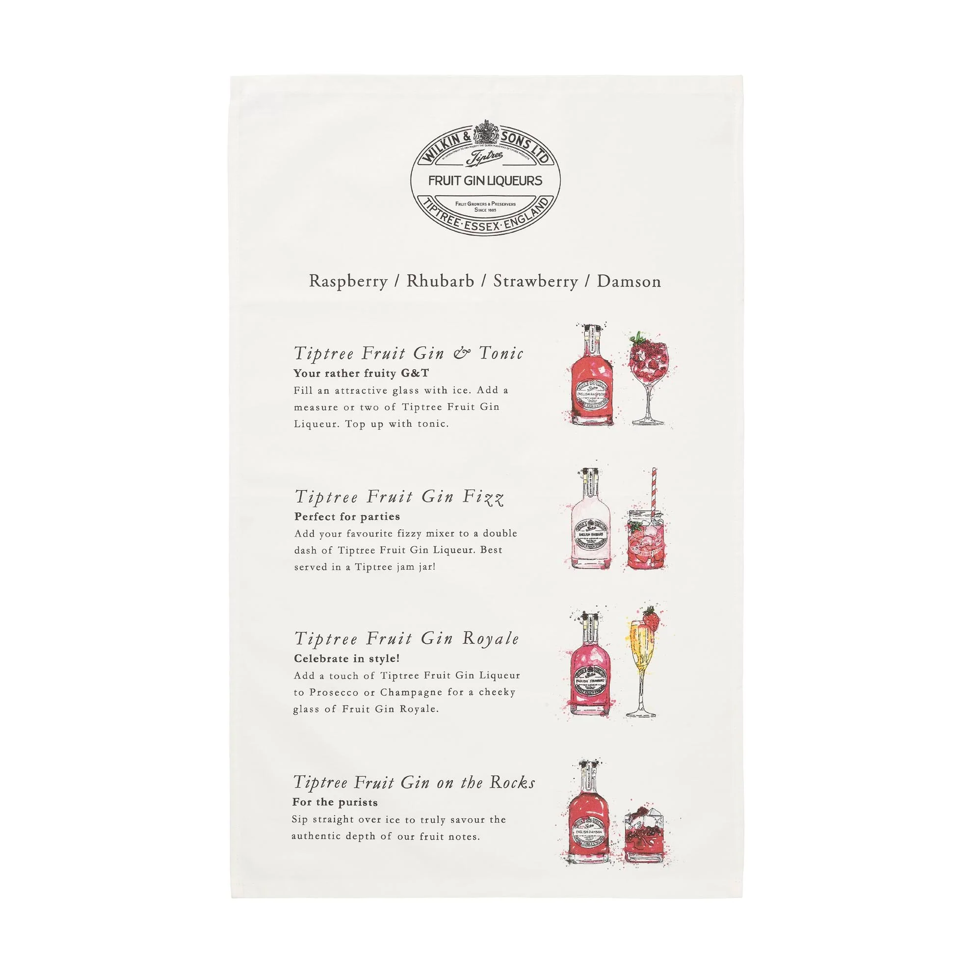 ‘Tiptree Fruit Gin Liqueurs’ Tea Towel.